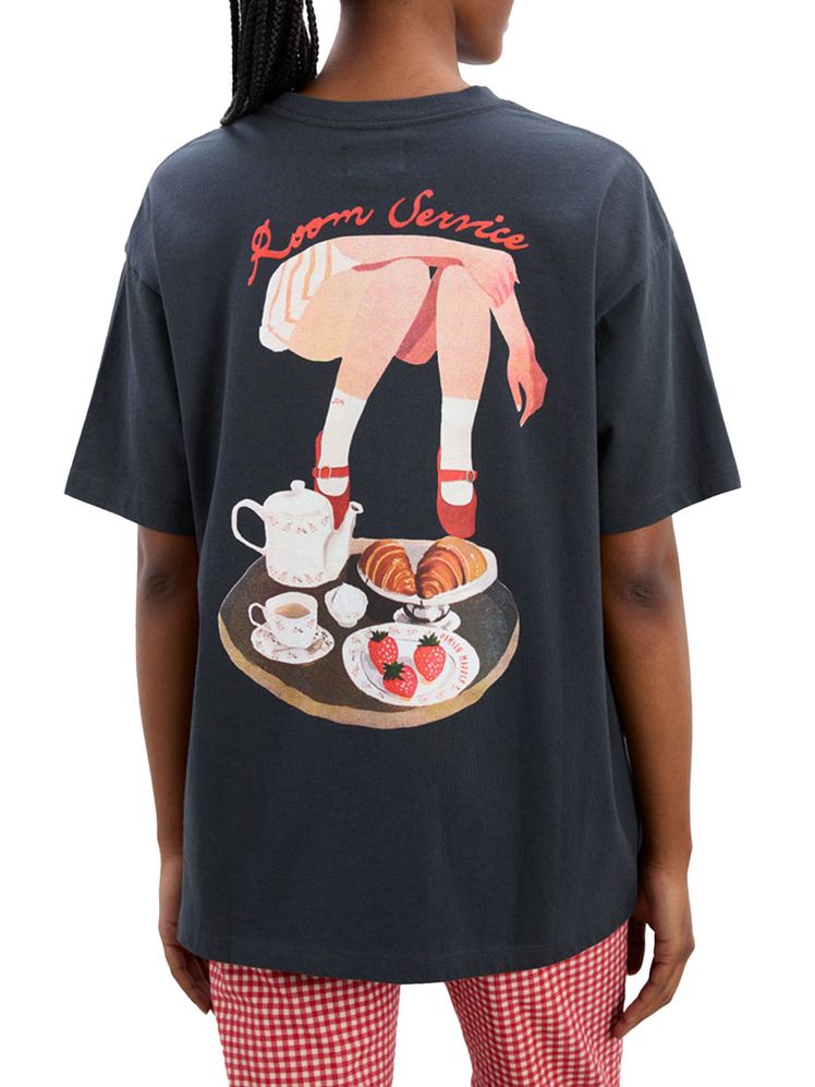 Image may contain Clothing TShirt Shirt Cup Person Plate Footwear and Shoe