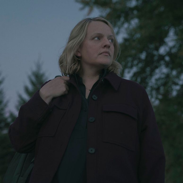 Image may contain: Elisabeth Moss, Clothing, Coat, Jacket, Face, Head, Person, Photography, Portrait, Blazer, and Adult, the handmaid's tale